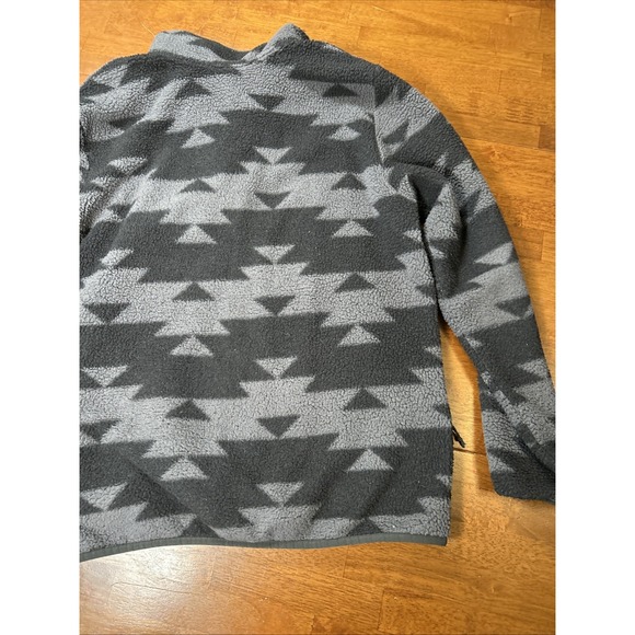 The North Face Mens Large 1/2 Zip Jacket Grey Aztec Fleece Long Sleeve Mock Neck - Picture 14 of 15